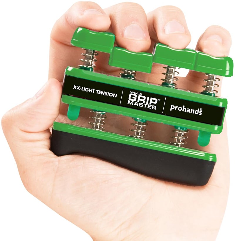 Prohands Gripmaster Hand Exerciser, Finger Exerciser (Hand Grip Strengthener), Spring-Loaded, Finger-Piston System, Isolate and Exercise Each Finger, (1.5 lb XX-Light Tension, Green-Gripmaster) - Image 1